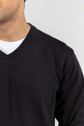 Black Basic V-Neck Sweater SWT-BFSVN-22-001